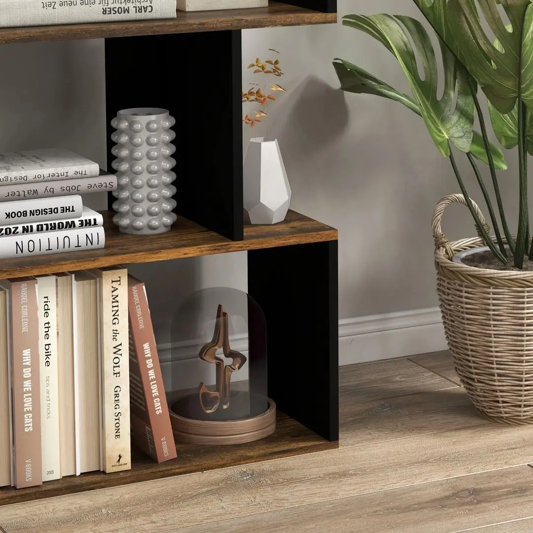Стеллаж Homcom 836-557V00RB 70x29x163 cm (Rustic Brown/Black) - 7