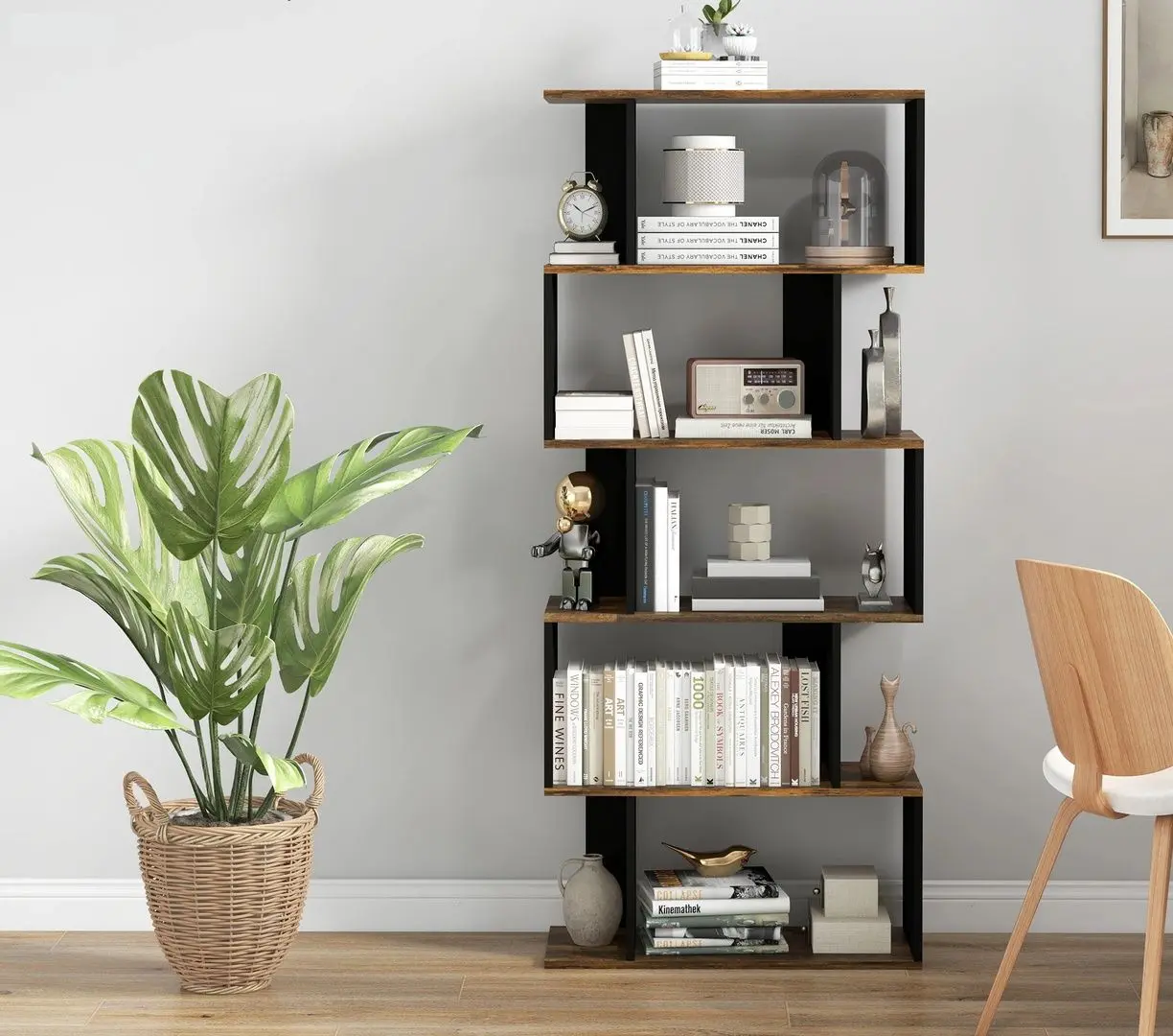 Стеллаж Homcom 836-557V00RB 70x29x163 cm (Rustic Brown/Black) - 9