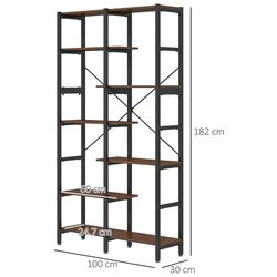 Etajera Homcom 838-048 100x30x182 cm (Brown/Black) Thumb