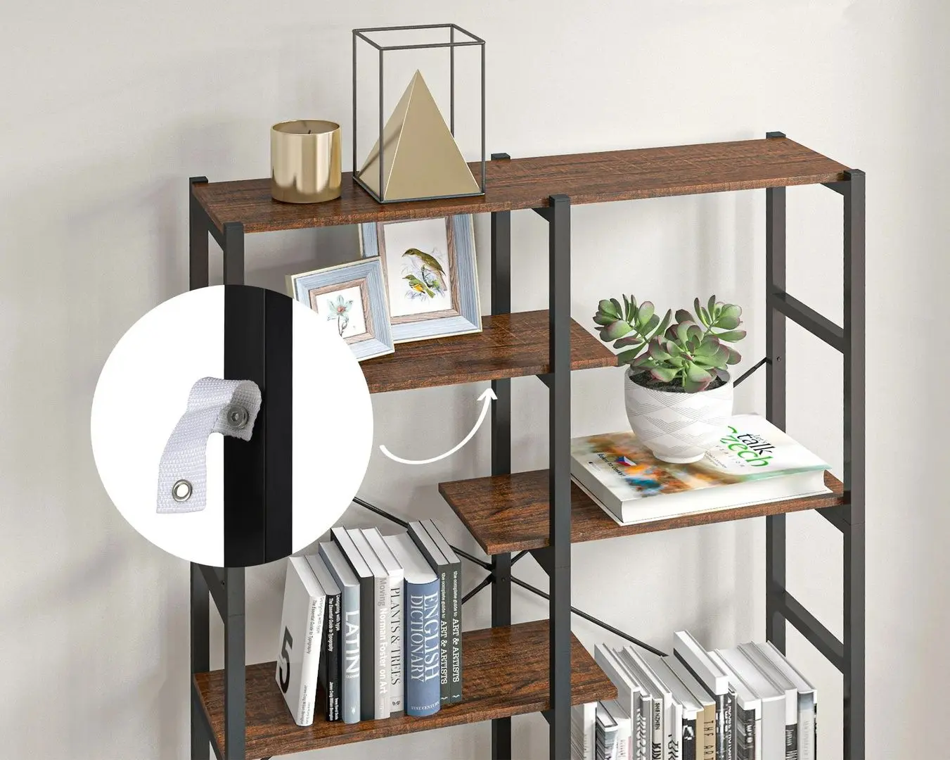 Etajera Homcom 838-048 100x30x182 cm (Brown/Black)