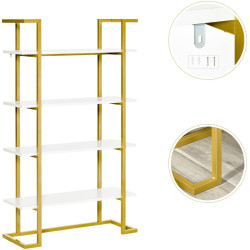 Стеллаж HomCom 838-112WT (White/Gold) Thumb