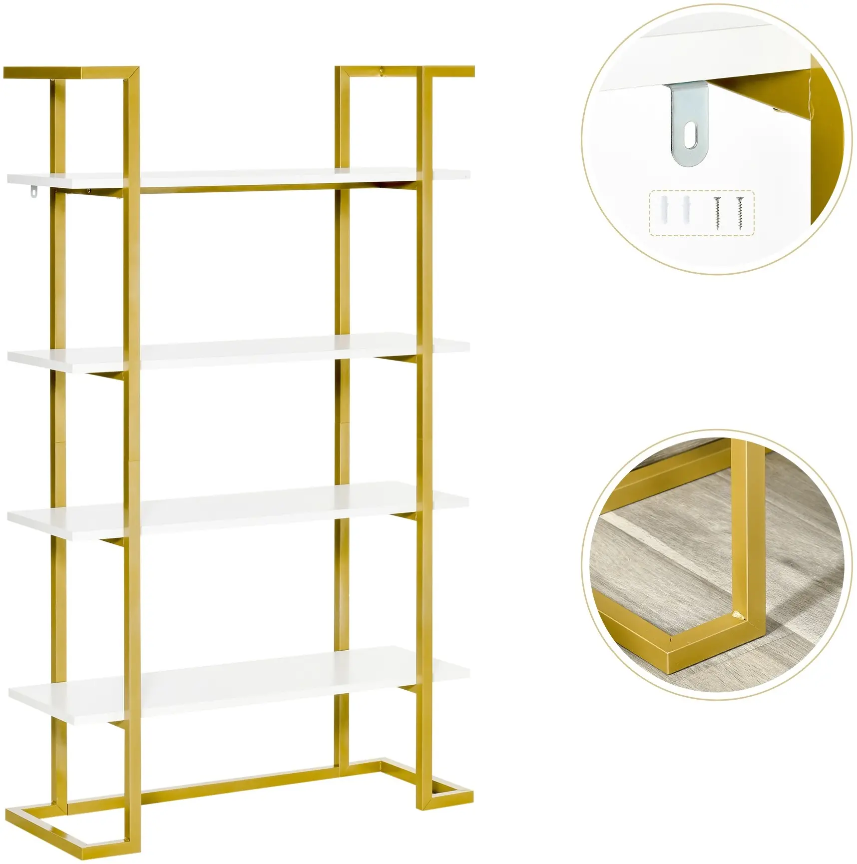 Стеллаж HomCom 838-112WT (White/Gold) - 3