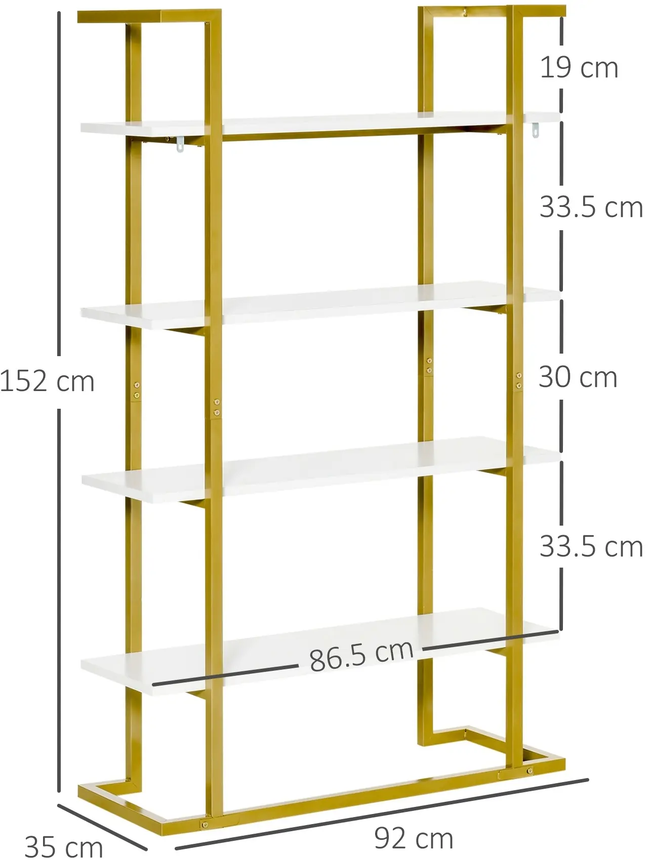 Стеллаж HomCom 838-112WT (White/Gold) - 8