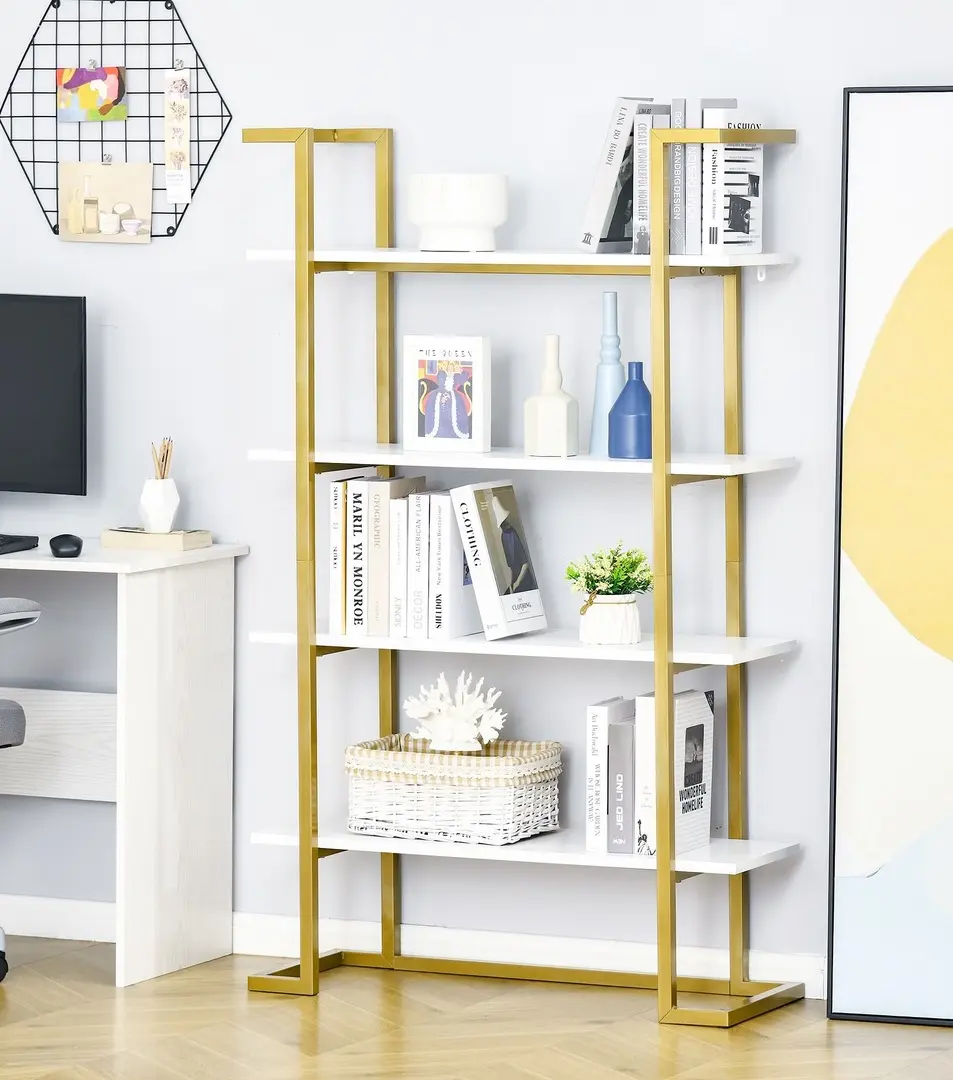 Стеллаж HomCom 838-112WT (White/Gold)