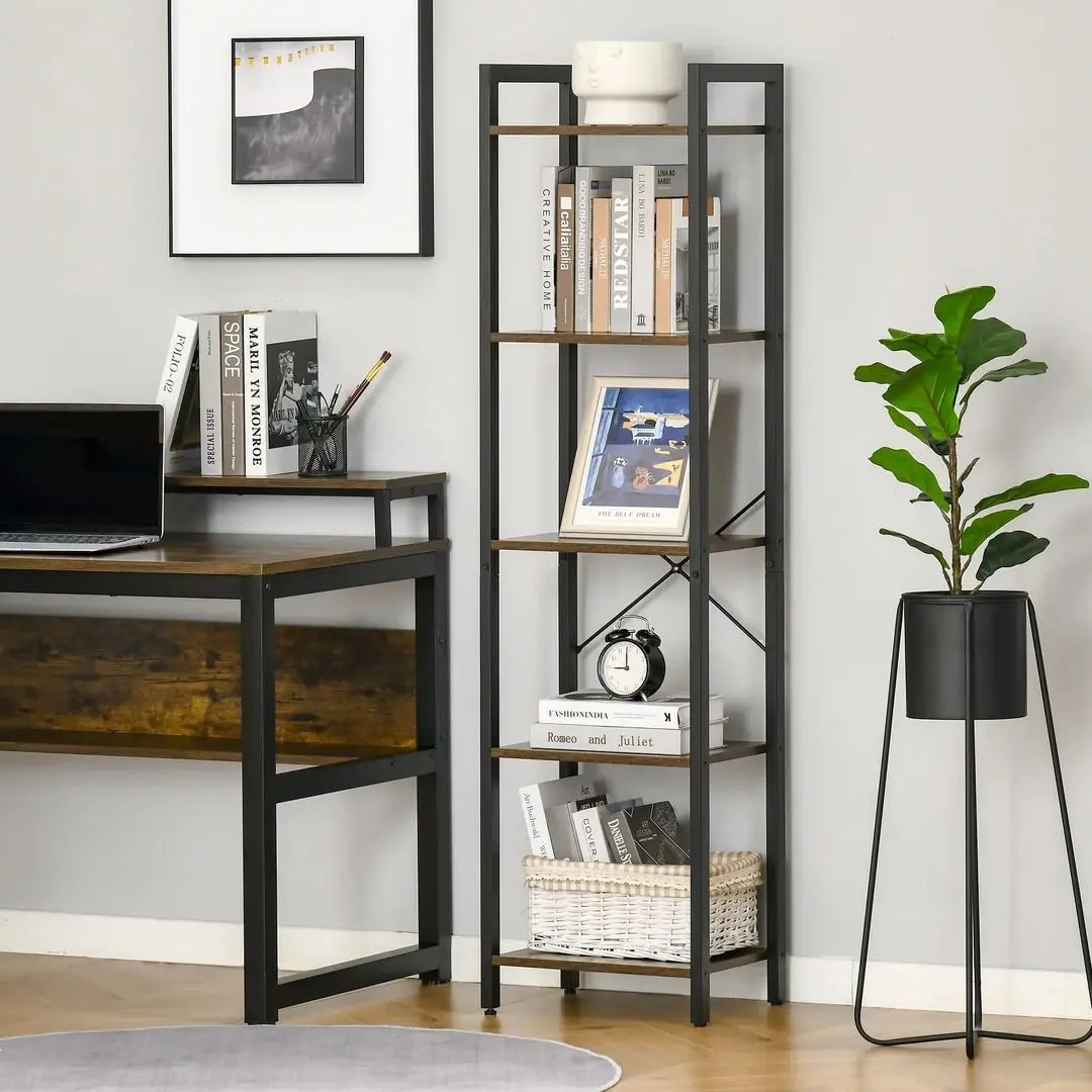 Etajera Homcom 838-162 40x30x154 cm (Rustic Brown/Black)