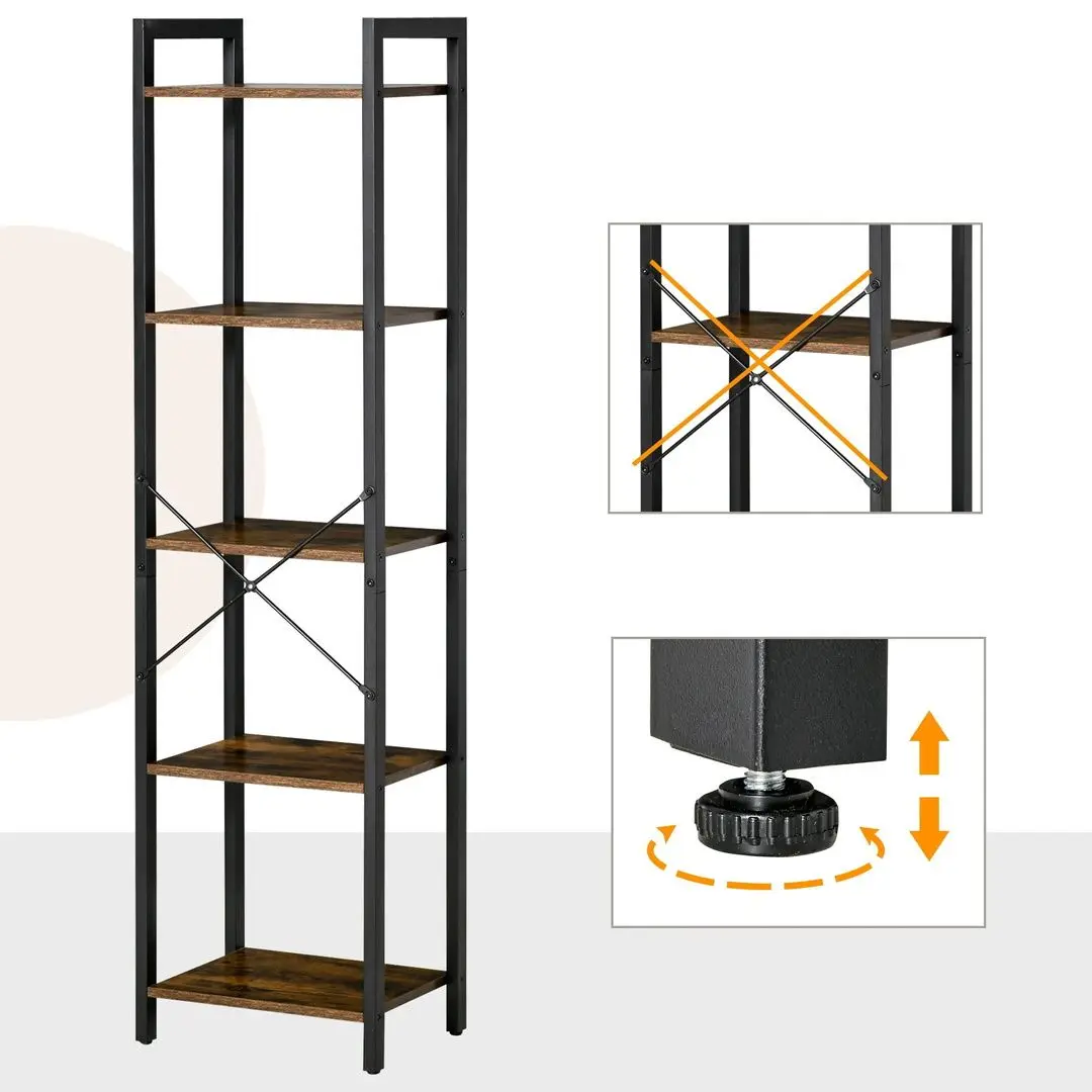 Etajera Homcom 838-162 40x30x154 cm (Rustic Brown/Black)