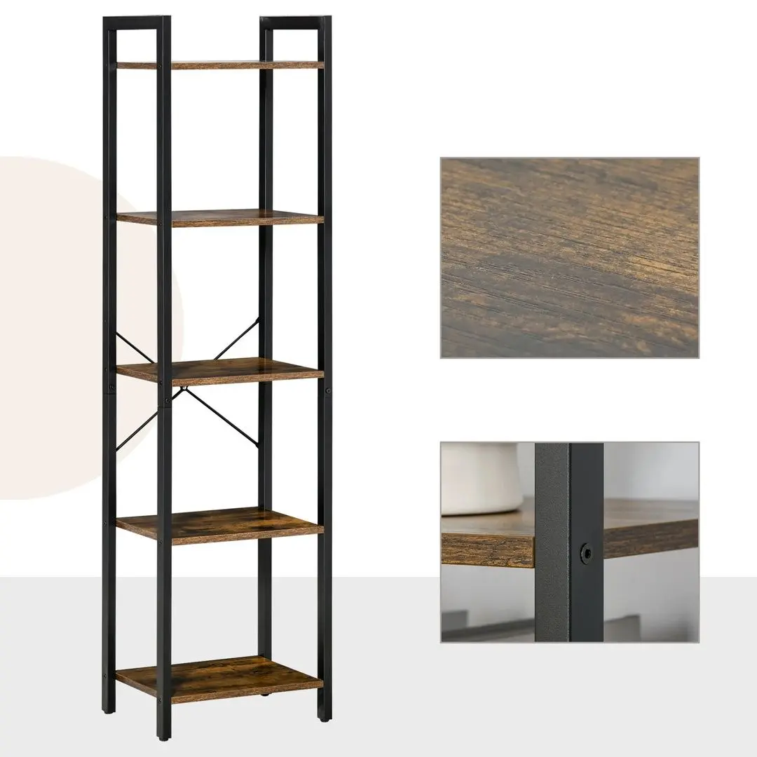 Etajera Homcom 838-162 40x30x154 cm (Rustic Brown/Black)