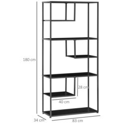 Стеллаж Homcom 838-305V00BK 83x34x180 cm (Black) Thumb