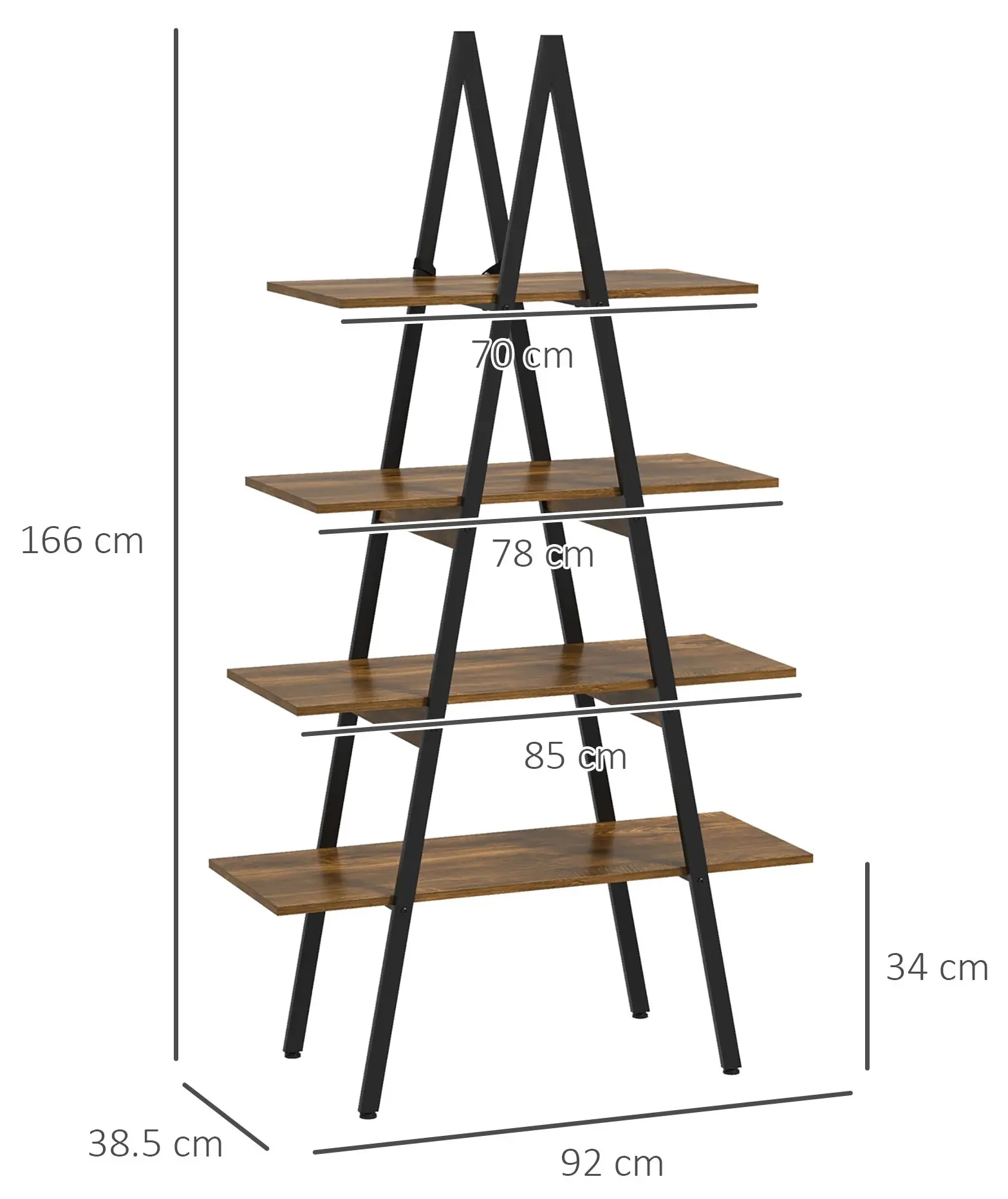 Etajera Homcom 838-378V00RB (Rustic Brown/Black) - 4