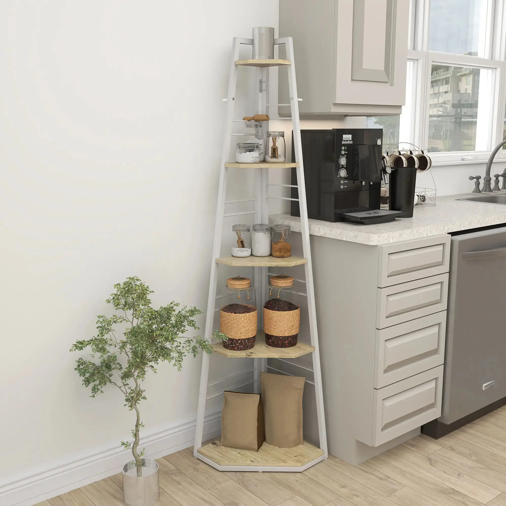 Etajera Homcom 838-519V00ND (Natural/White) - 7