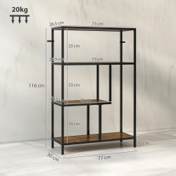 Etajera Homcom 838-546V00DW (Rustic Brown/Black) Thumb