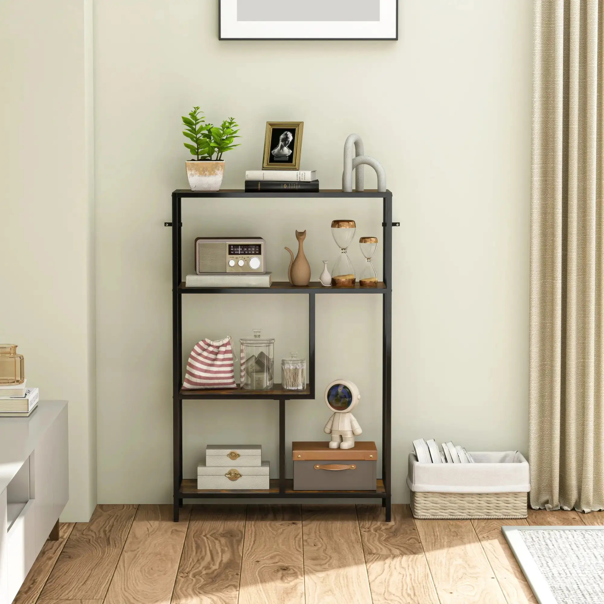 Etajera Homcom 838-546V00DW (Rustic Brown/Black) - 6