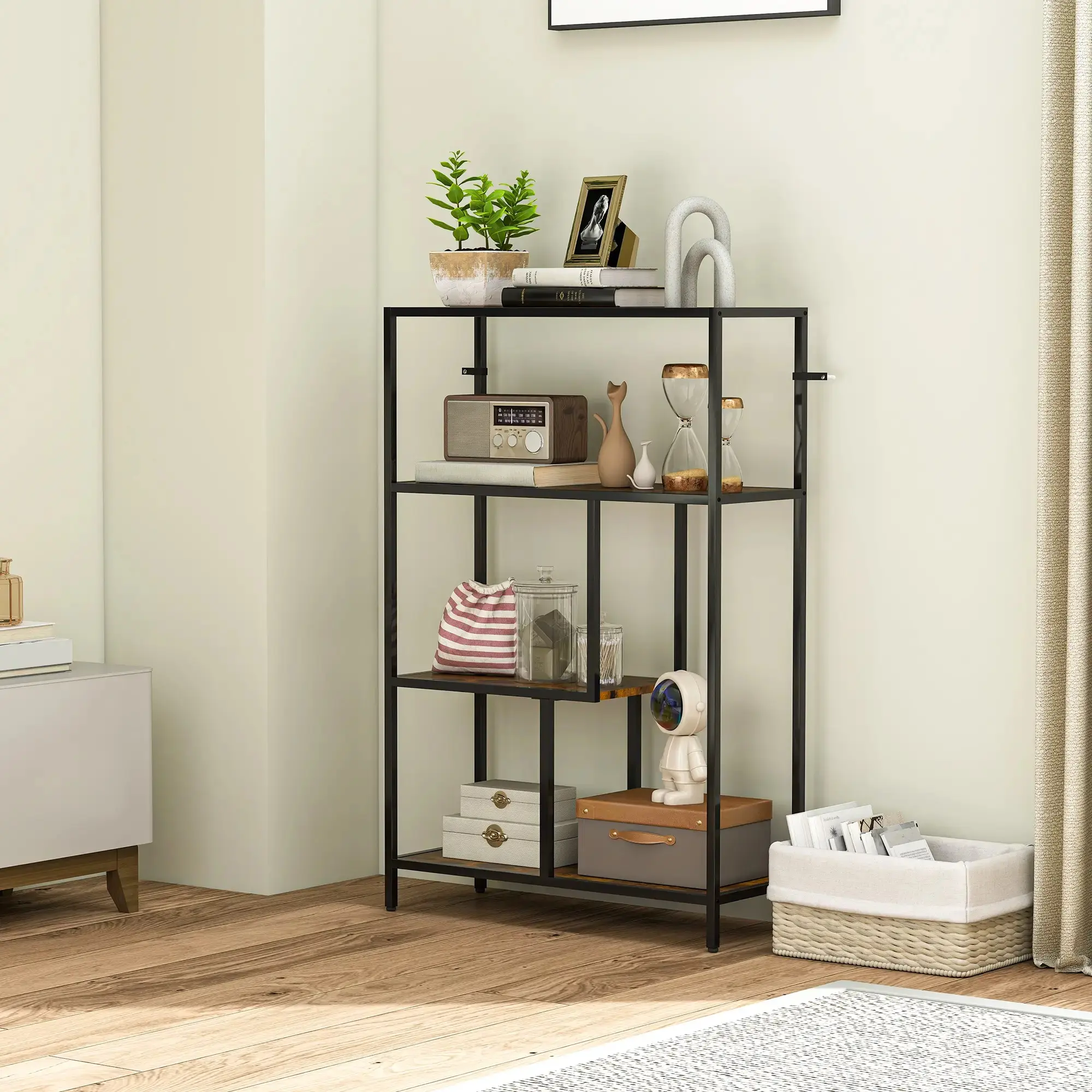 Etajera Homcom 838-546V00DW (Rustic Brown/Black) - 7