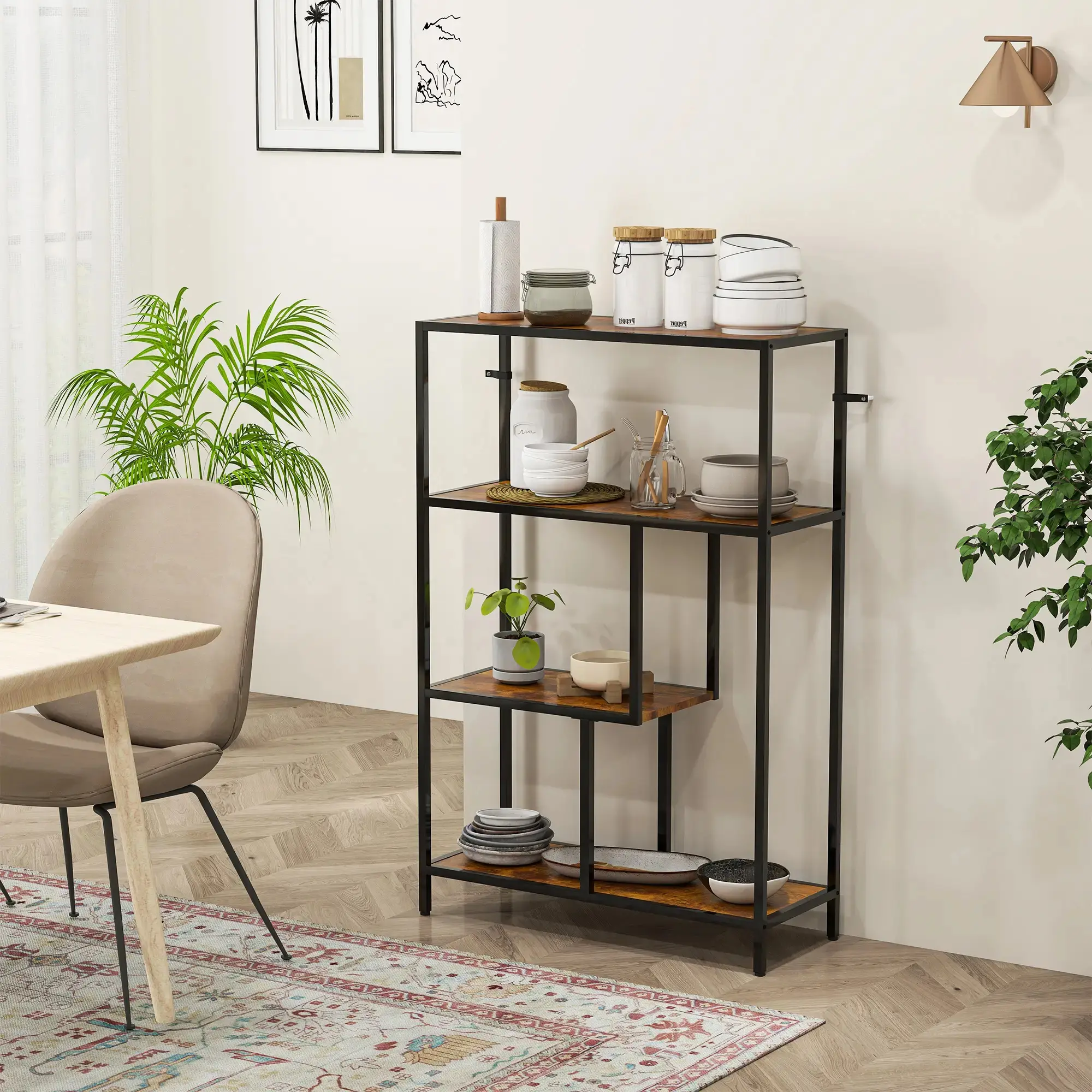Etajera Homcom 838-546V00DW (Rustic Brown/Black) - 8