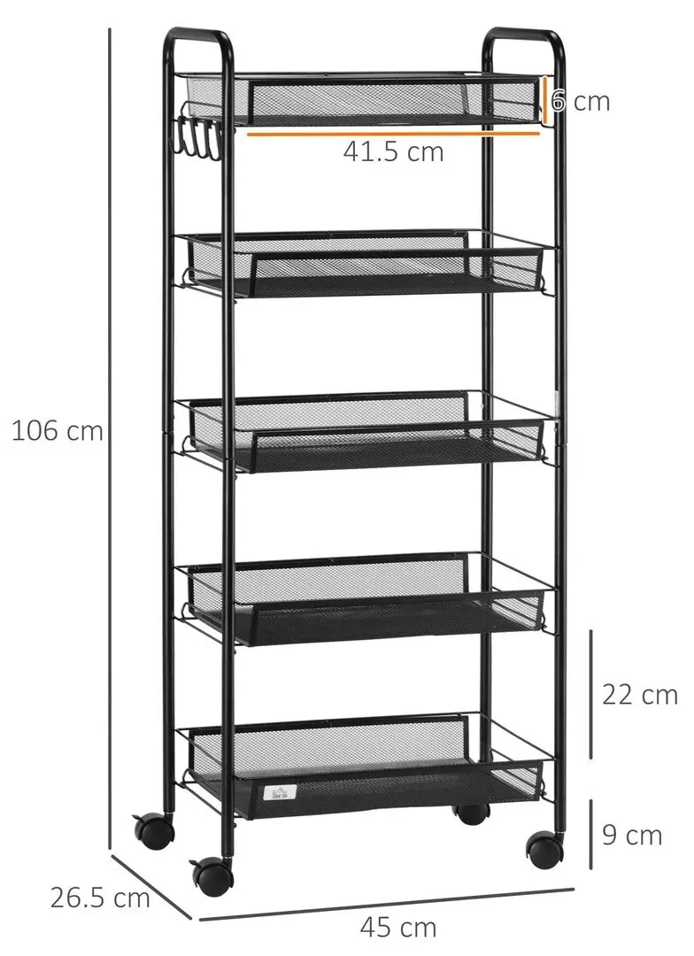 Etajera Homcom 850-164 45x26x106 cm (Black)