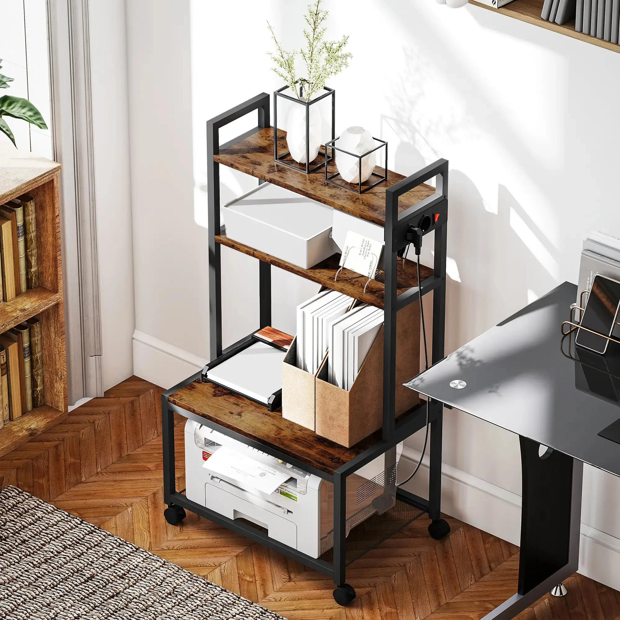 Стеллаж Homcom 924-106V90DW (Rustic Brown) - 8