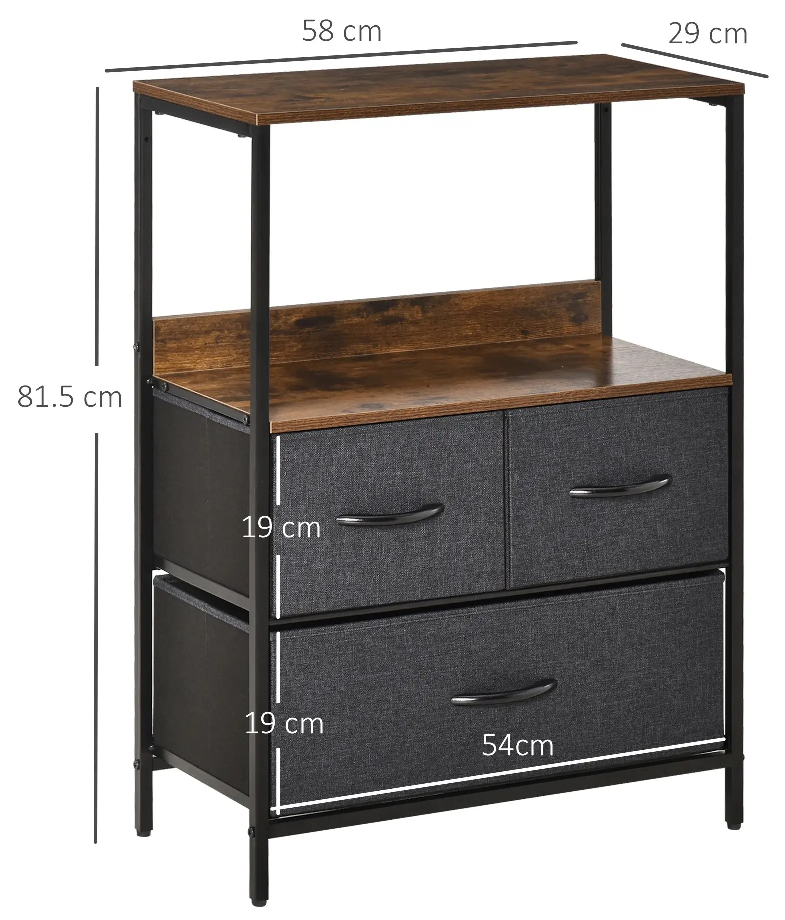 Etajera-comoda Homcom 831-398 (Rustic Brown/Dark Grey) - 4