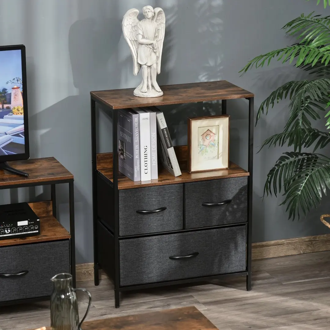 Etajera-comoda Homcom 831-398 (Rustic Brown/Dark Grey)