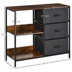 Etajera-comoda Homcom 831-407CG (Rustic Brown/Dark Grey) Thumb
