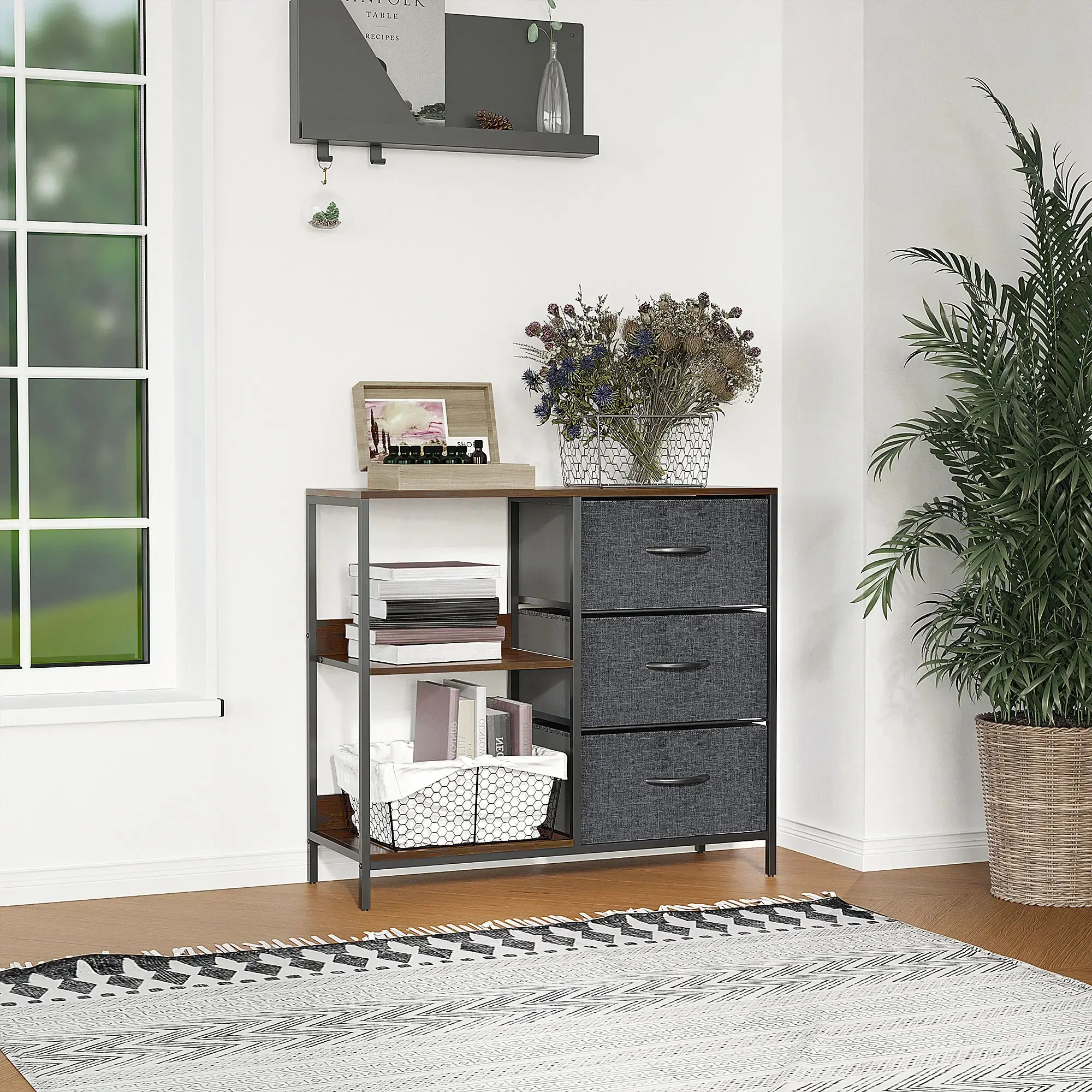 Etajera-comoda Homcom 831-407CG (Rustic Brown/Dark Grey) - 8