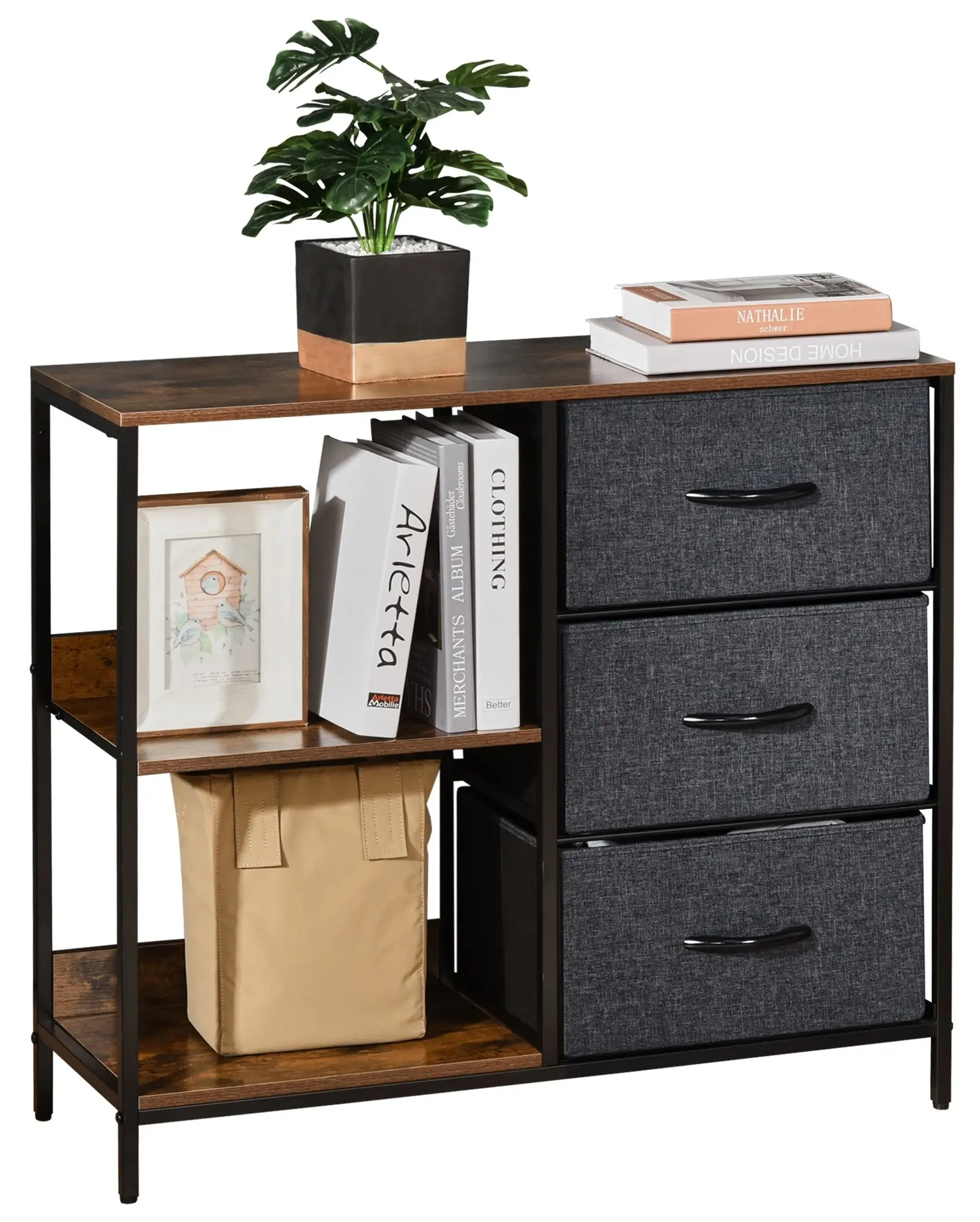 Etajera-comoda Homcom 831-407CG (Rustic Brown/Dark Grey) - 9