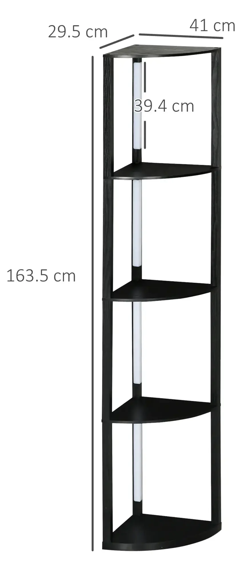 Etajera cu iluminare LED Homcom B31-465V90BK (Black) - 4