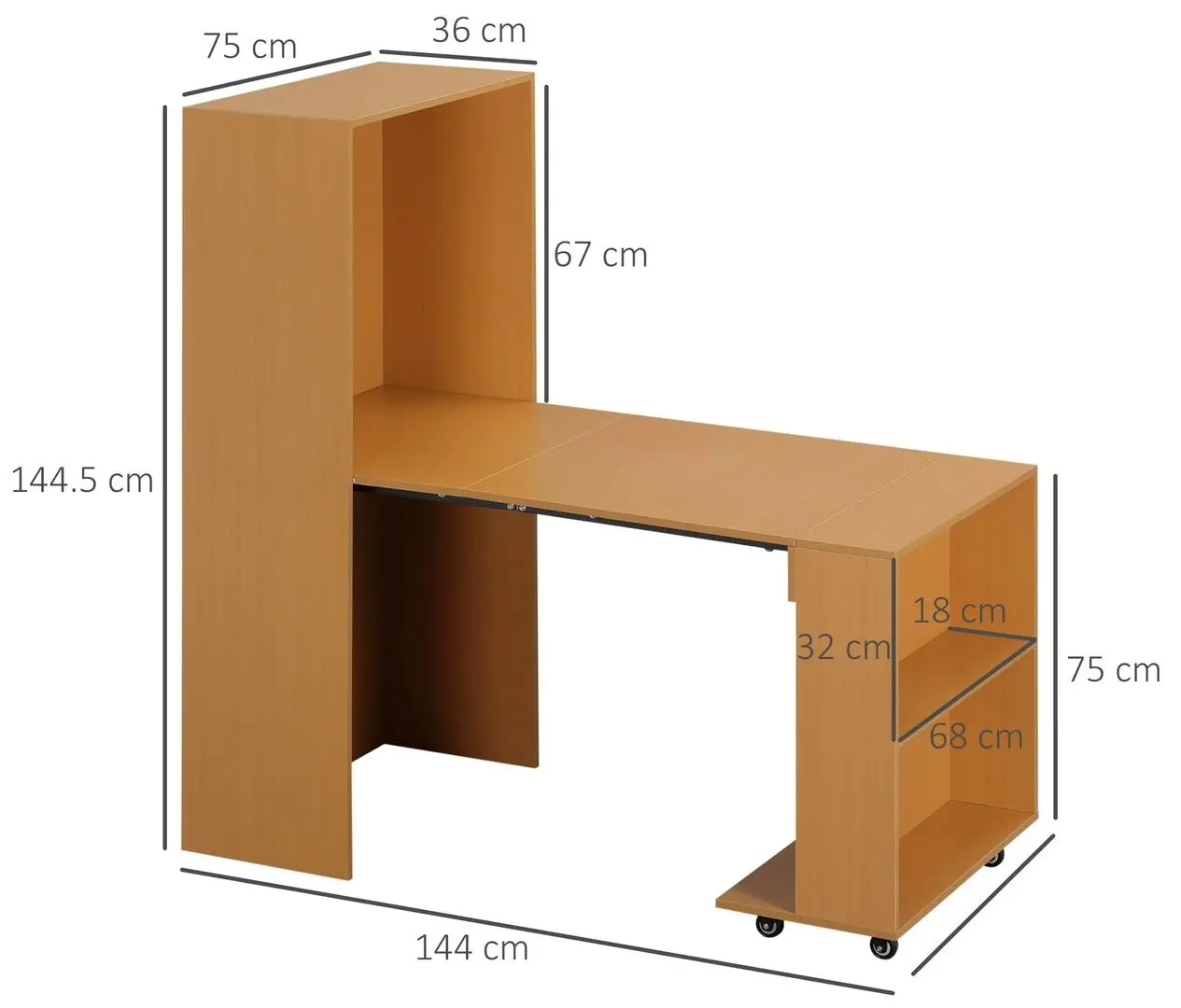 Etajera cu masa Homcom 835-681ND 36x75x144 cm (Oak)