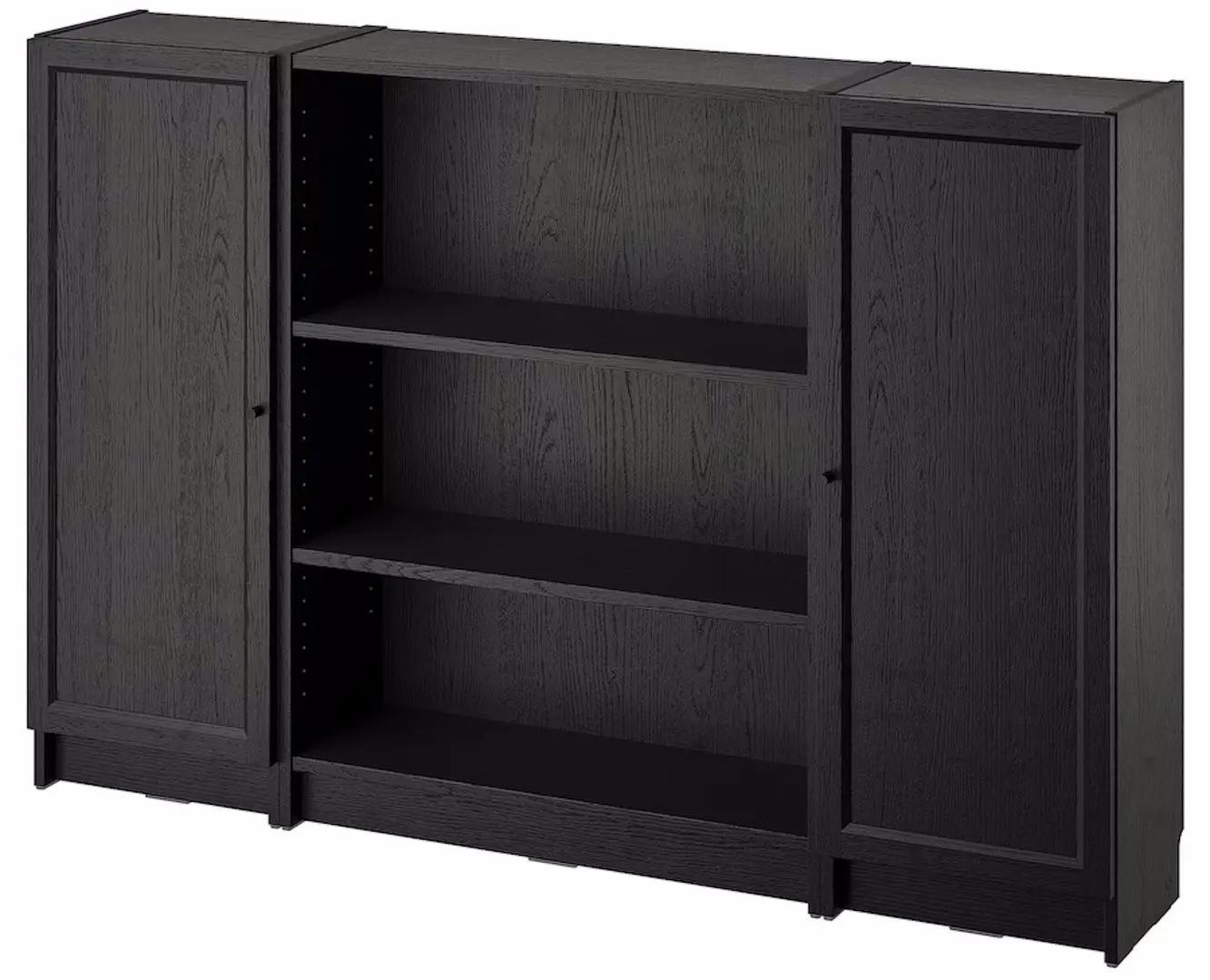 Biblioteca Ikea Billy/Oxberg cu usi 160x106 (Negru Aspect Stejar)