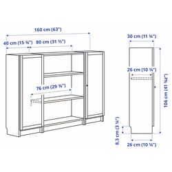 Biblioteca Ikea Billy/Oxberg cu usi 160x106 (Maro Inchis Aspect Stejar) Thumb