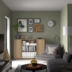 Biblioteca Ikea Billy/Oxberg cu usi 160x106 (Aspect Stejar) Thumb