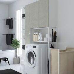 Sistem depozitare Ikea Enhet 140x32x204 (Alb/Aspect Beton) Thumb