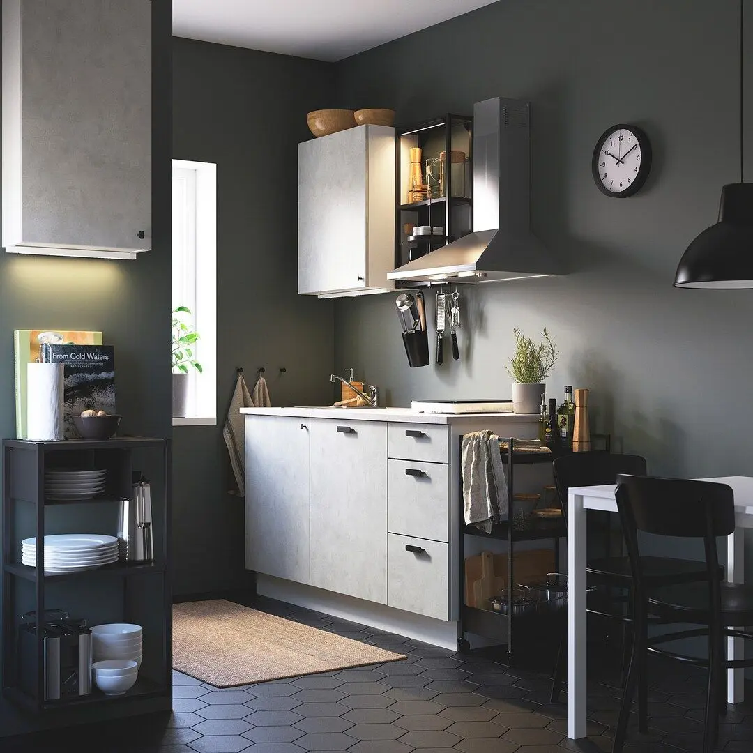 Set mobila pentru baie Ikea Enhet 40x30x150 (Antracit/Aspect Beton) - 2