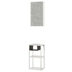 Set mobila pentru baie Ikea Enhet 40x30x150 (Alb/Aspect Beton) Thumb