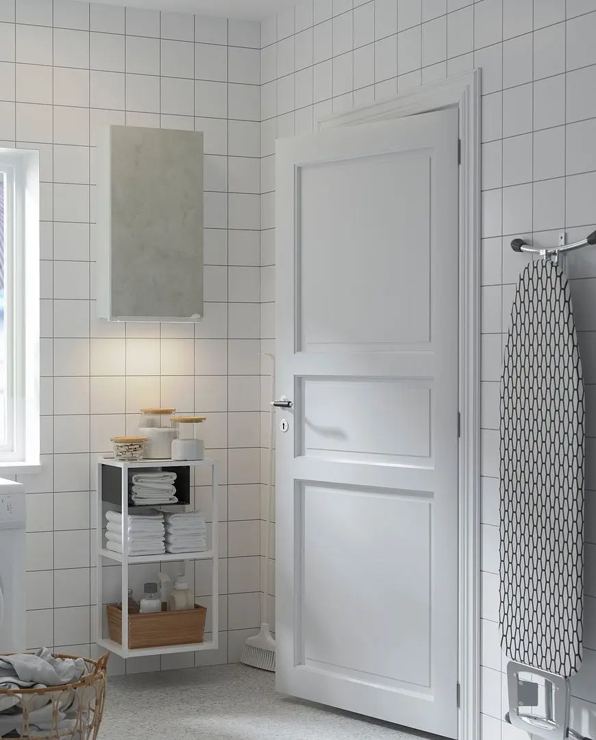 Set mobila pentru baie Ikea Enhet 40x30x150 (Alb/Aspect Beton)