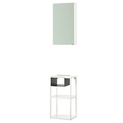 Set mobila pentru baie Ikea Enhet 40x30x150 (Alb/Gri-Verde Deschis) Thumb