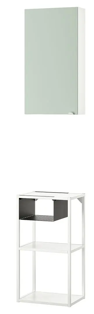 Set mobila pentru baie Ikea Enhet 40x30x150 (Alb/Gri-Verde Deschis) - 4