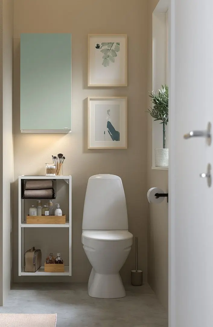 Set mobila pentru baie Ikea Enhet 40x30x150 (Alb/Gri-Verde Deschis)