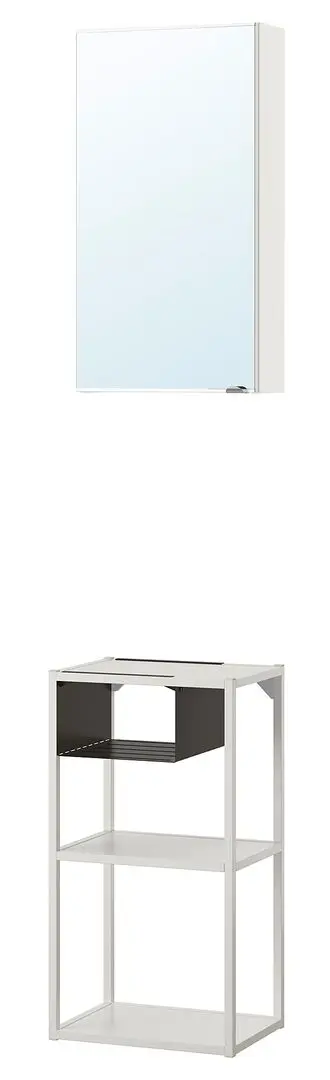 Set mobila pentru baie Ikea Enhet 40x30x150 (Alb/Oglinda) - 4