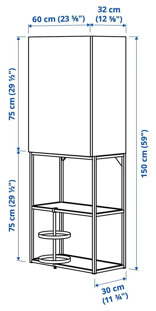 Система хранения Ikea Enhet 60x32x150 (Антрацит/Белый) - 6
