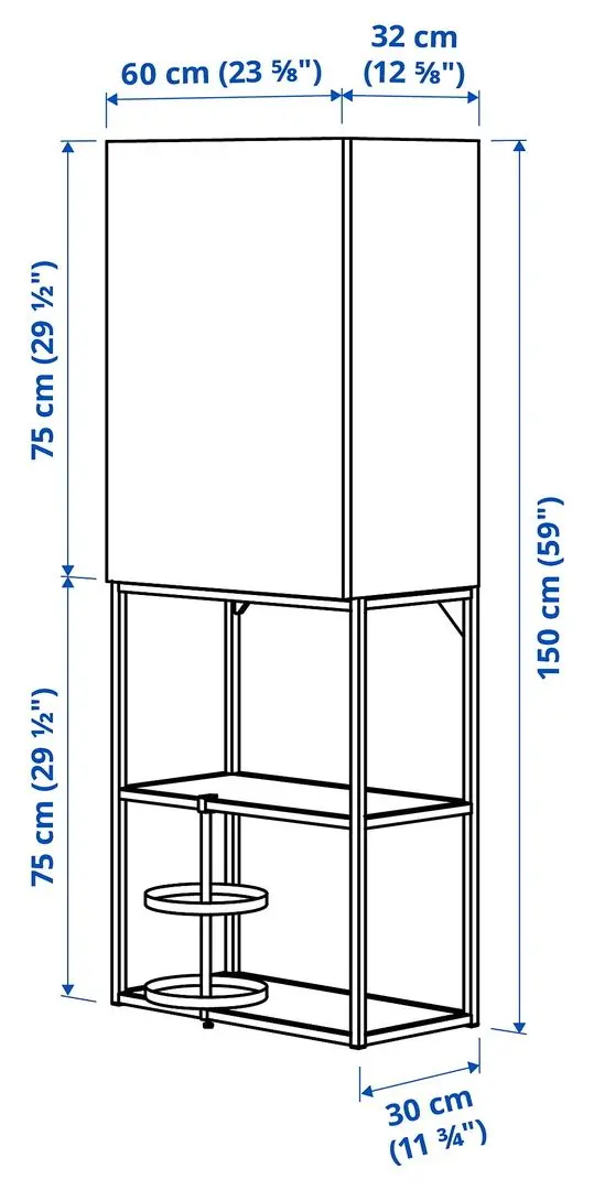 Система хранения Ikea Enhet 60x32x150 (Антрацит/Под Бетон) - 2