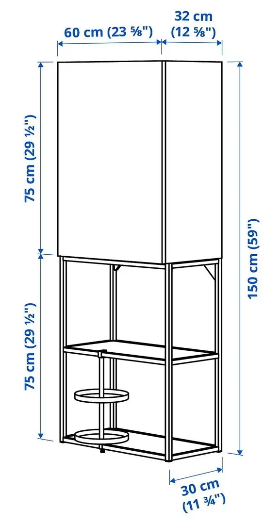 Система хранения Ikea Enhet 60x32x150 (Белый) - 2