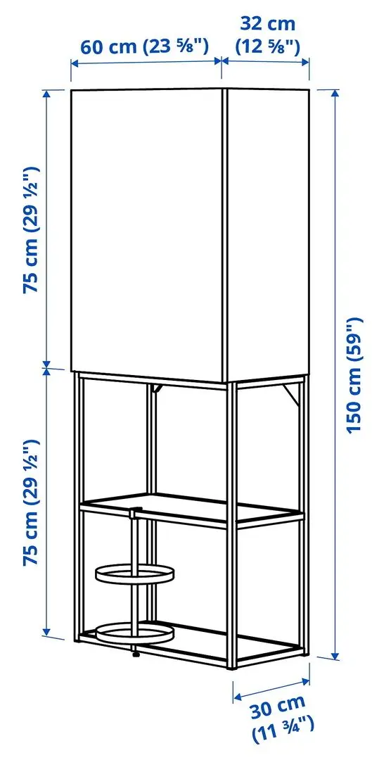 Система хранения Ikea Enhet 60x32x150 (Белый/Под Бетон) - 2