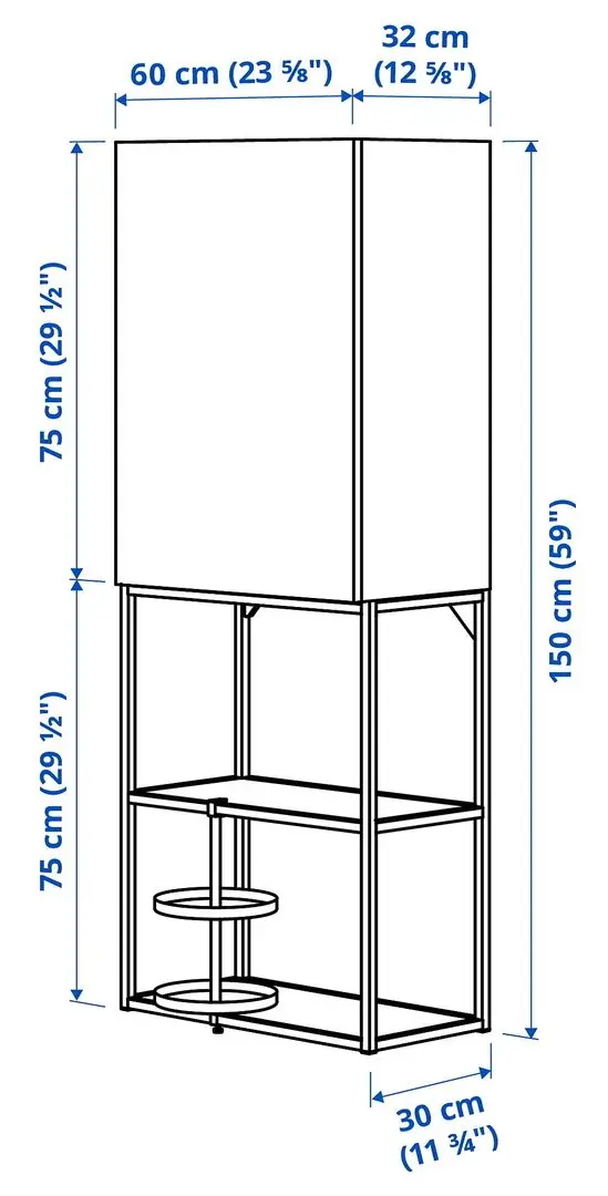 Система хранения Ikea Enhet 60x32x150 (Белый/Светло-серо-зеленый) - 6