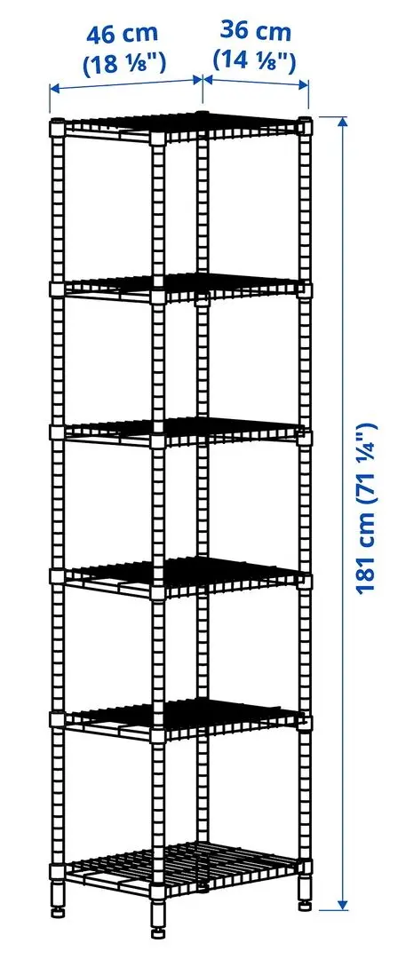 Etajera Ikea Omar 46x36x181 (Oțel Inoxidabil)