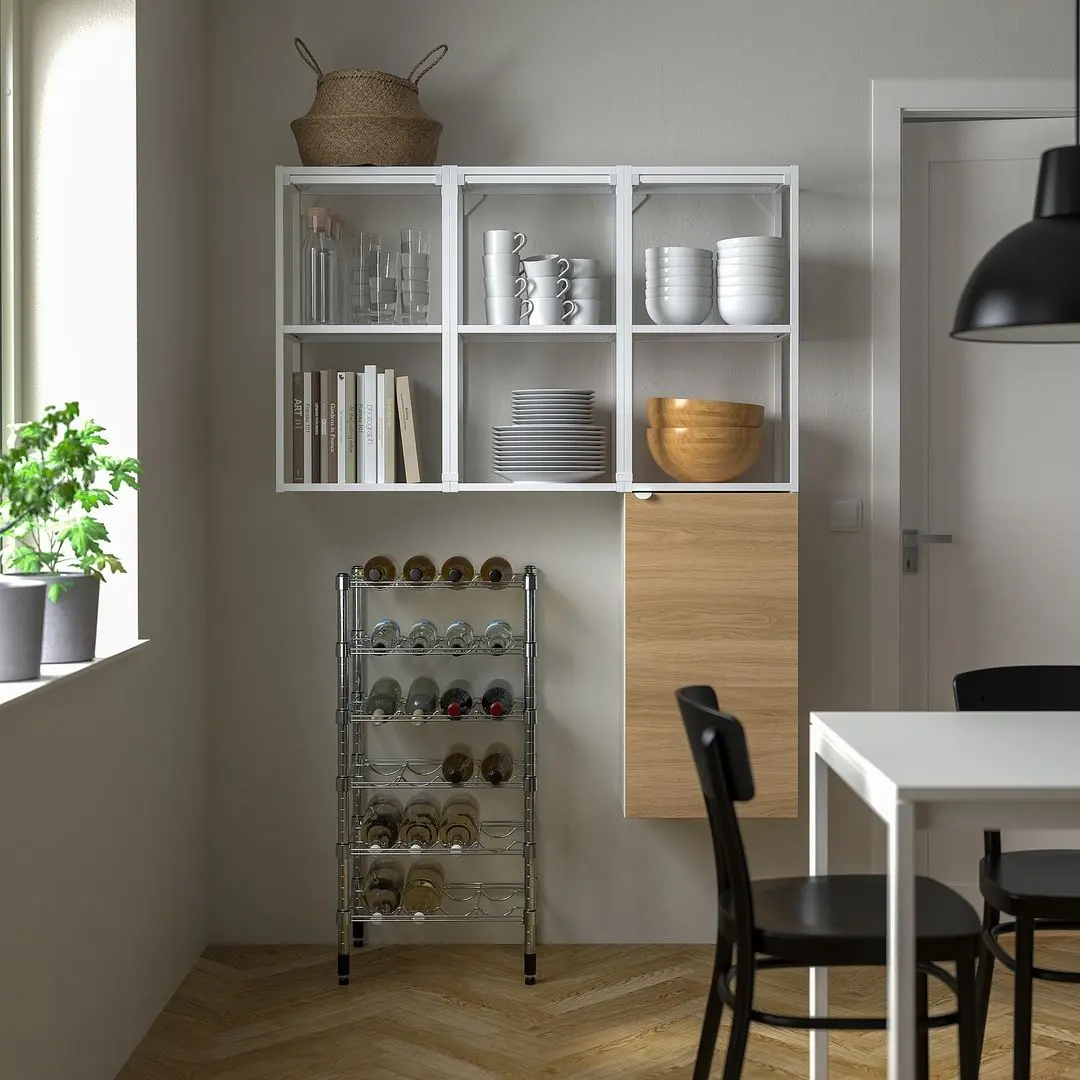 Etajera pentru sticle Ikea Omar 46x36x94 (Oțel Inoxidabil)