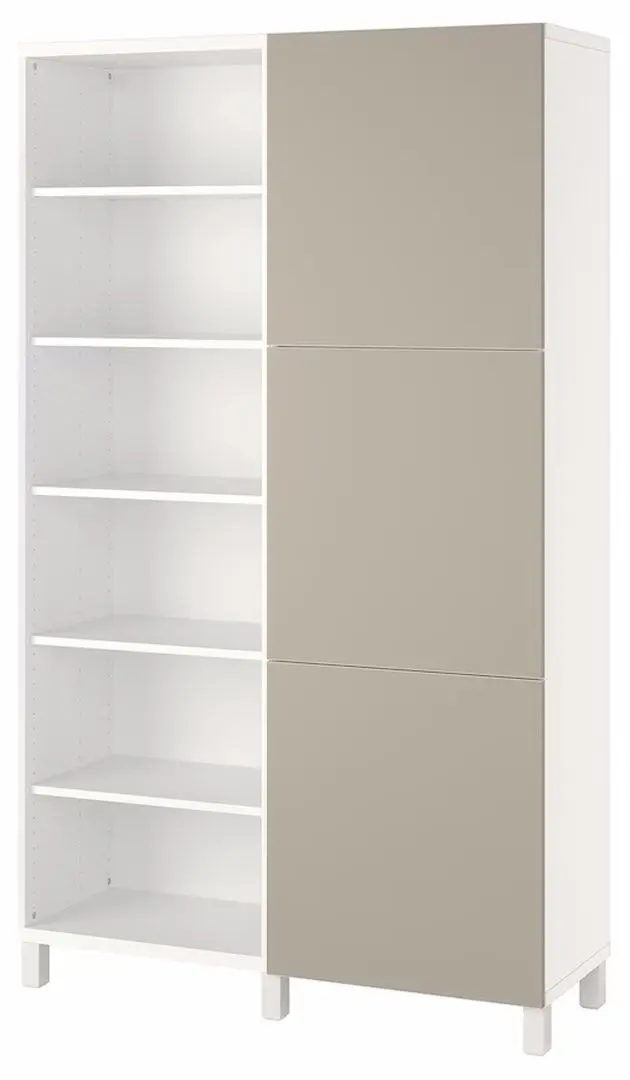 Etajera Ikea Besta/Lappviken/Stubbarp 120x42x202 (Alb/Gri Deschis-Bej)