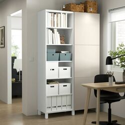 Etajera Ikea Besta/Lappviken/Stubbarp 120x42x202 (Alb/Gri Deschis-Bej)