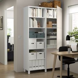 Etajera Ikea Besta/Lappviken/Stubbarp 120x42x202 (Alb/Gri Deschis-Bej) Thumb