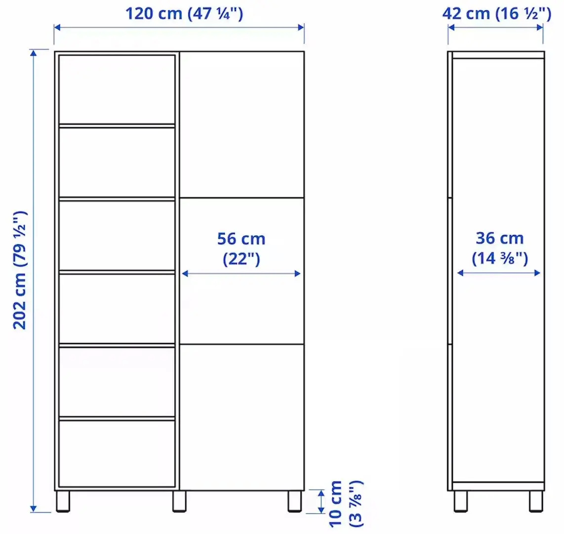 Etajera Ikea Besta/Lappviken/Stubbarp 120x42x202 (Alb/Gri Deschis-Bej)