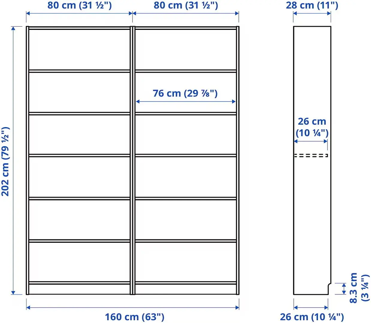 Etajeră Ikea Billy 160x28x202 (Aspect Stejar)